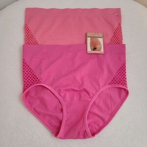 Icy Hot Lingerie 2pk Seamless Cut-out High Waist Brief Panties Size M Pink